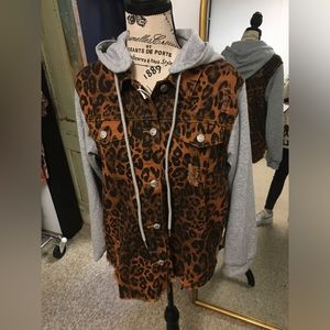 Leopard denim jacket